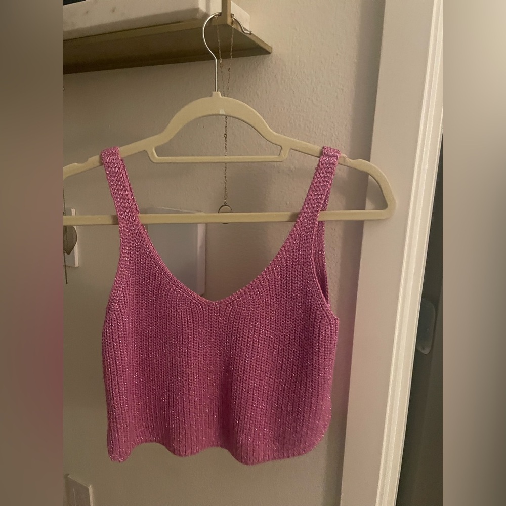 American apparel woven sheen purple sleeveless tank top S